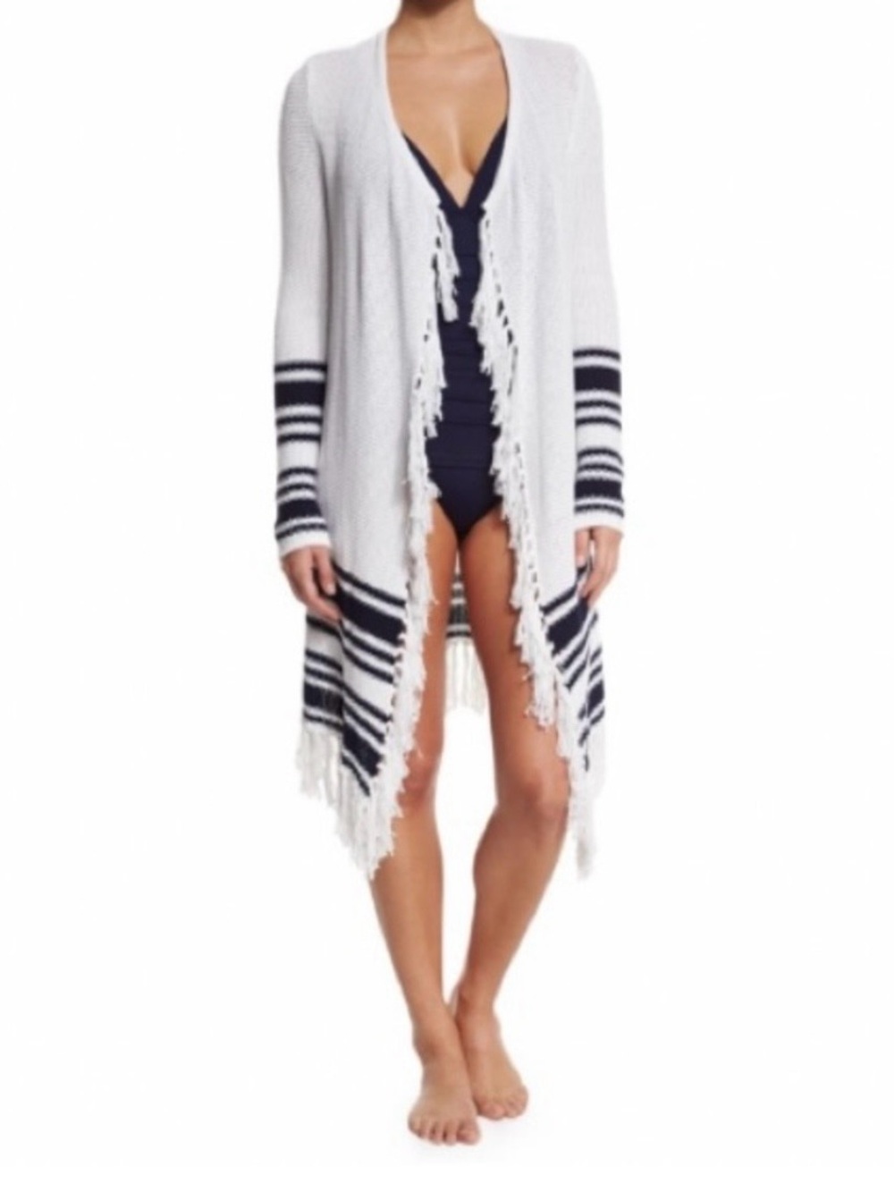 Tommy Bahama Stripe Knit
Tassel Fringe Cardigan Duster | Medium